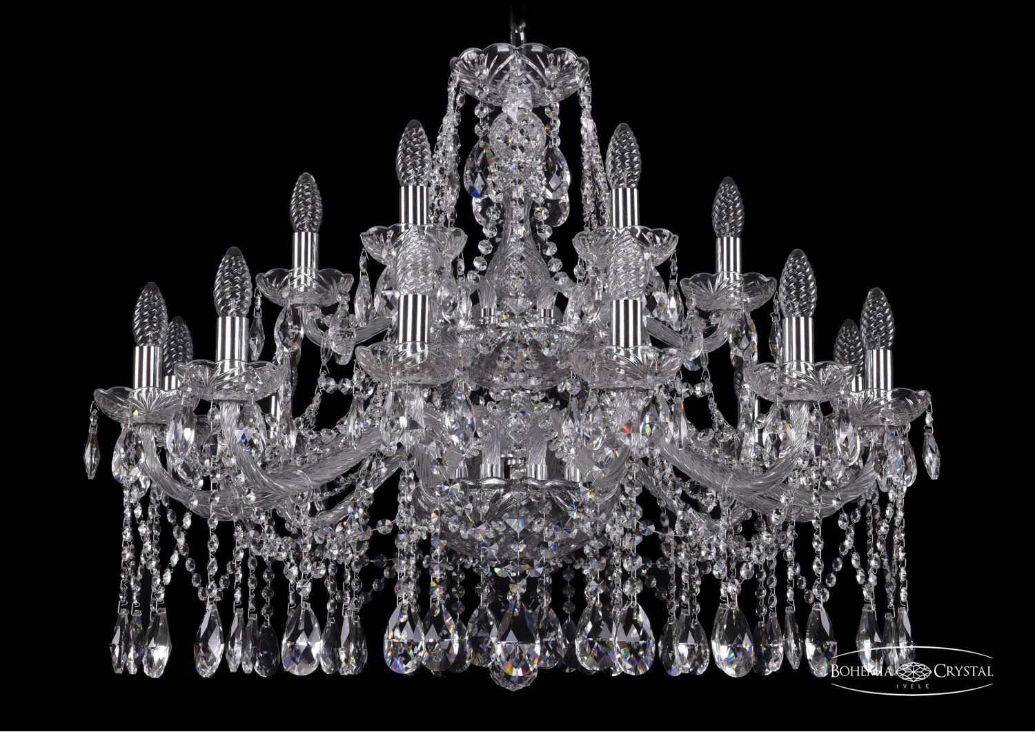 Люстра хрустальная Bohemia Ivele 1413/12+6/300/2d/Ni