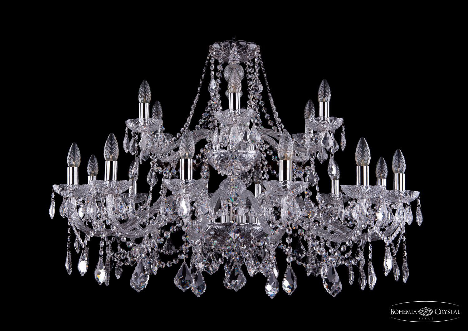 Люстра хрустальная Bohemia Ivele 1413/12+6/360/2d/Ni/Leafs