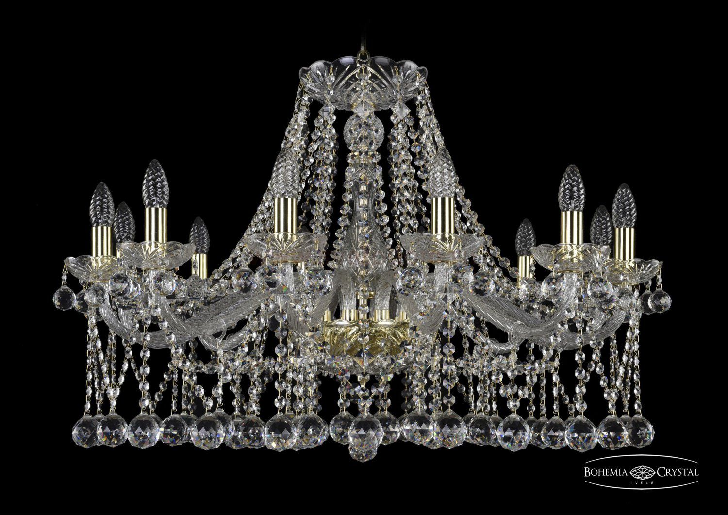 Люстра хрустальная Bohemia Ivele 1413/12/300/G/Balls