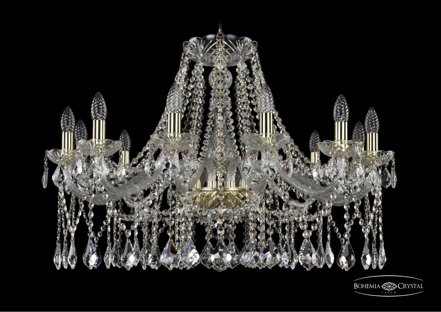 Люстра хрустальная Bohemia Ivele 1413/12/300/G/Leafs
