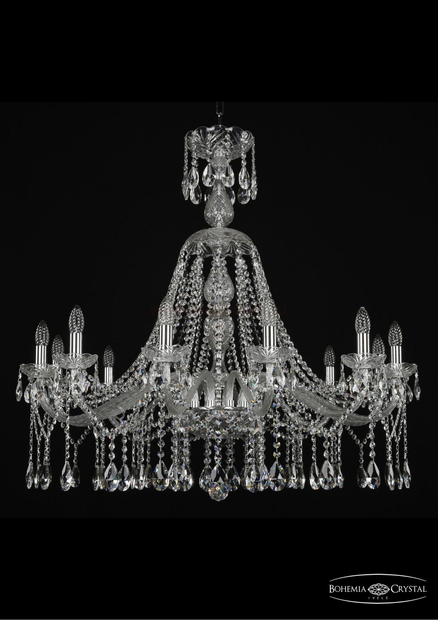 Люстра хрустальная Bohemia Ivele 1413/12/360/XL-100/Ni