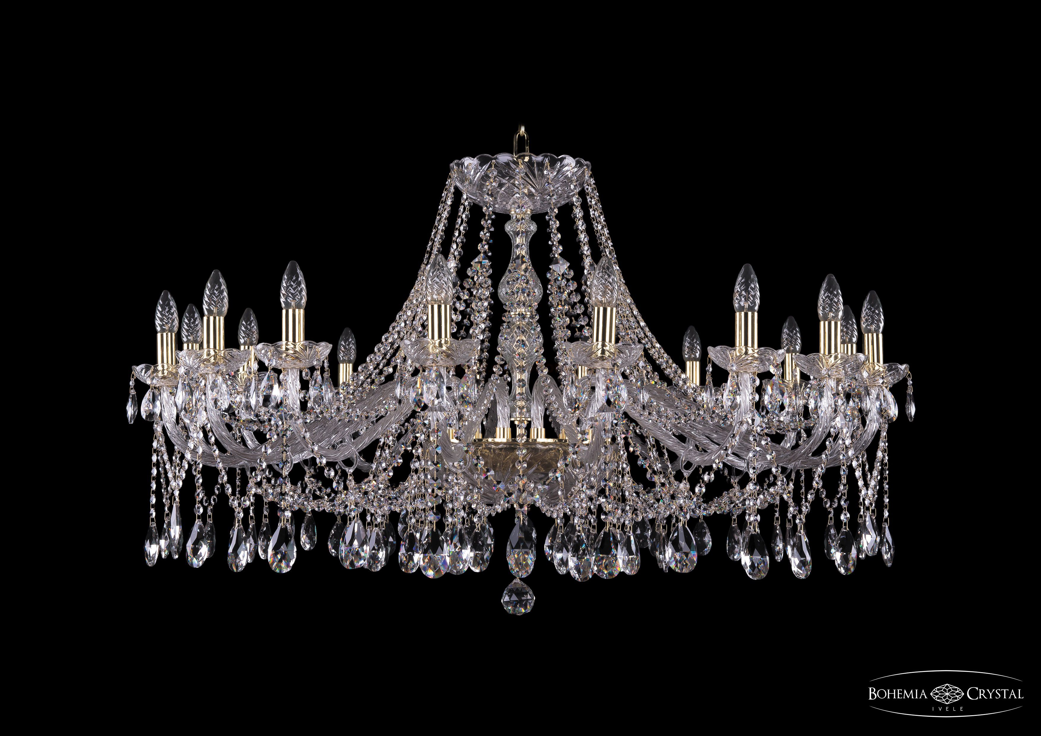 Люстра хрустальная большая Bohemia Ivele 1413/16/400/G