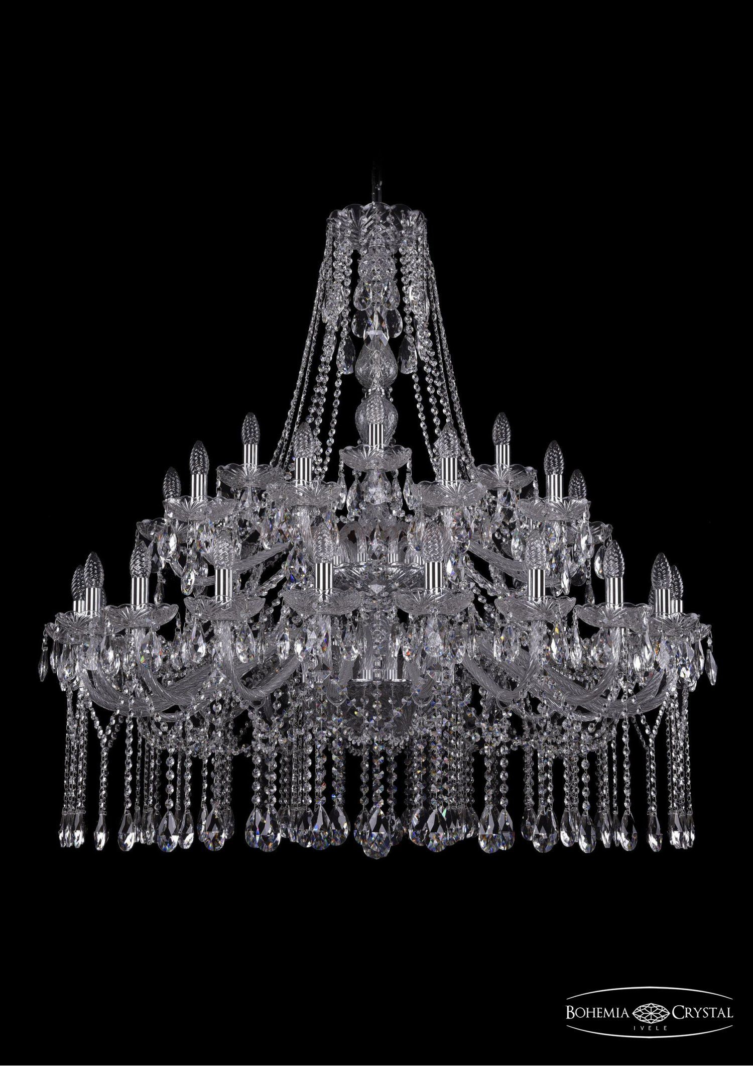 Люстра хрустальная Bohemia Ivele 1413/20+10+5/400/2d/Ni