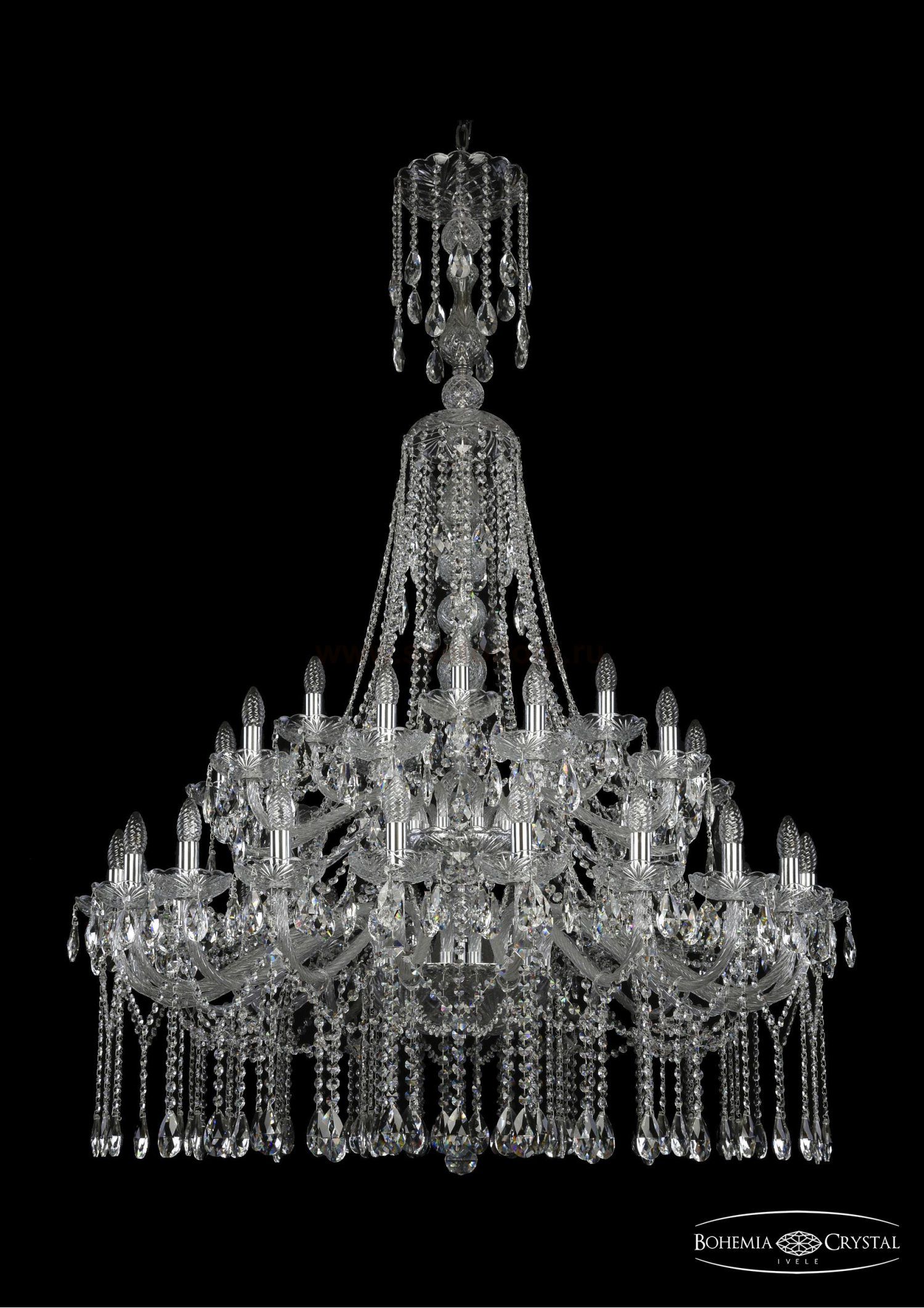 Большая Люстра хрустальная Bohemia Ivele 1413/20+10+5/400/XL-164/2d/Ni