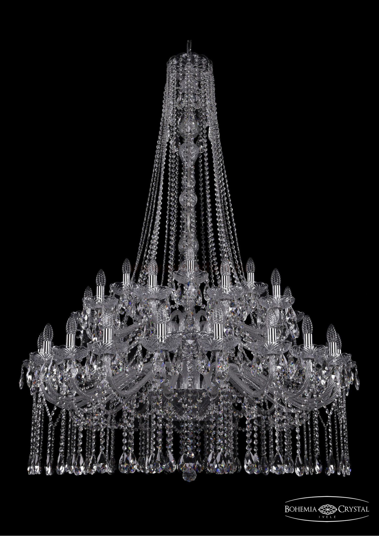 Большая Люстра хрустальная Bohemia Ivele 1413/20+10+5/400/h-164/2d/Ni