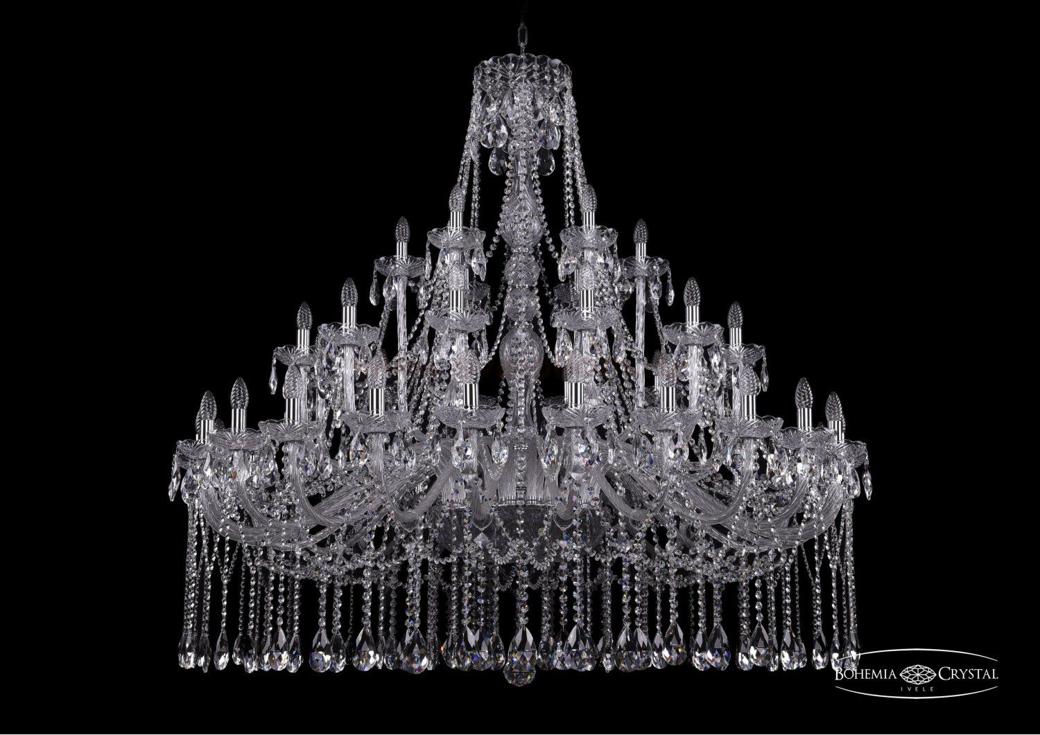 Люстра хрустальная Bohemia Ivele 1413/24+12+6/530/Ni