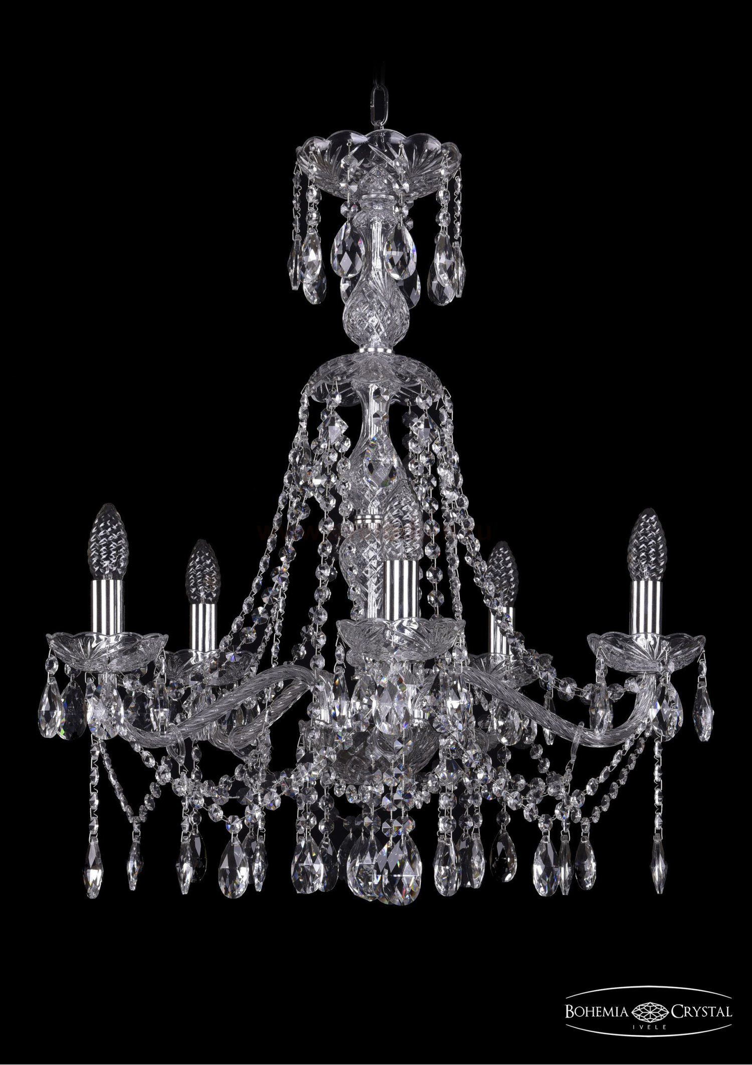 Люстра хрустальная Bohemia Ivele 1413/5/200/XL-66/Ni
