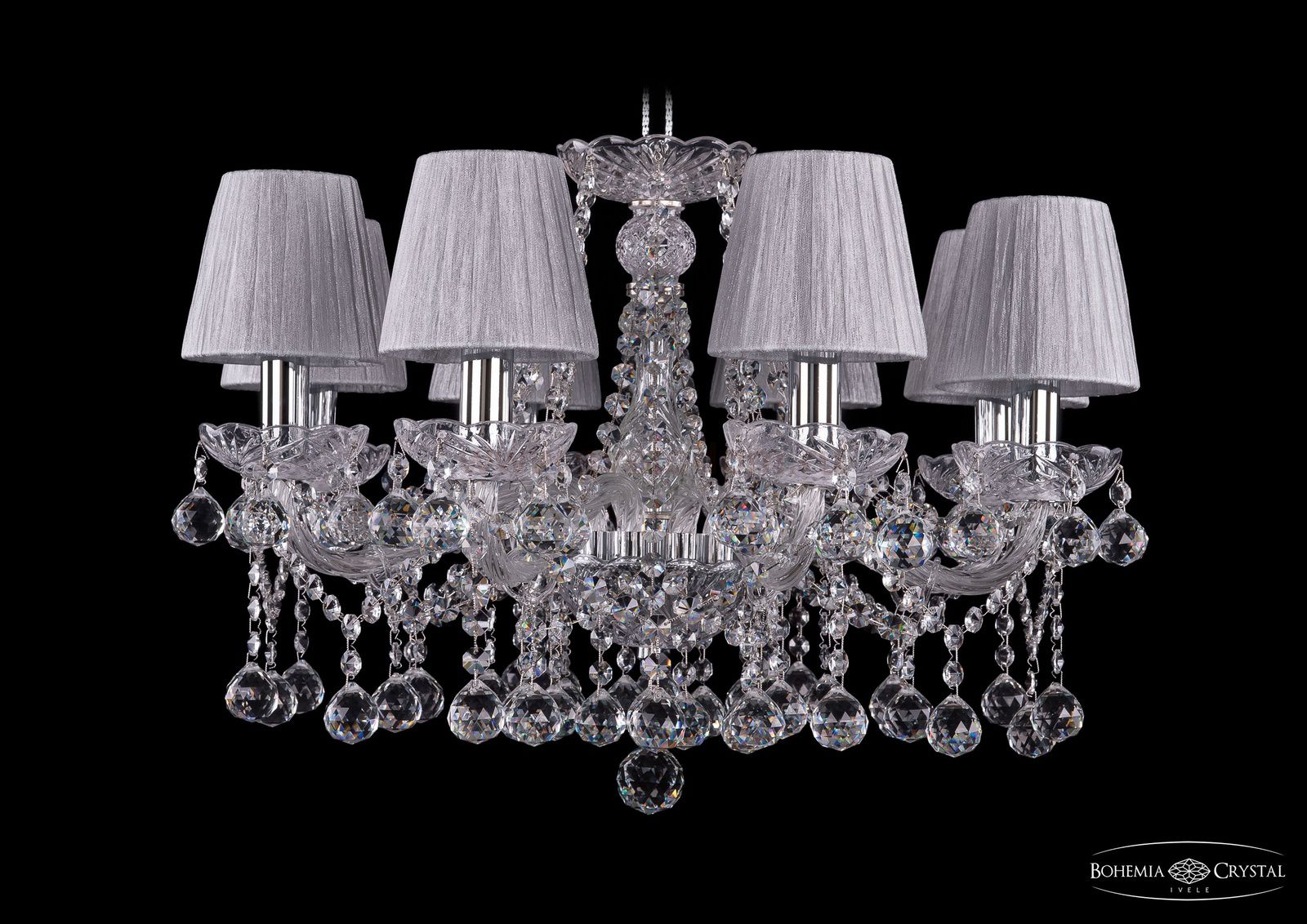 Люстра хрустальная Bohemia Ivele 1413/8/200/Ni/Balls/SH6