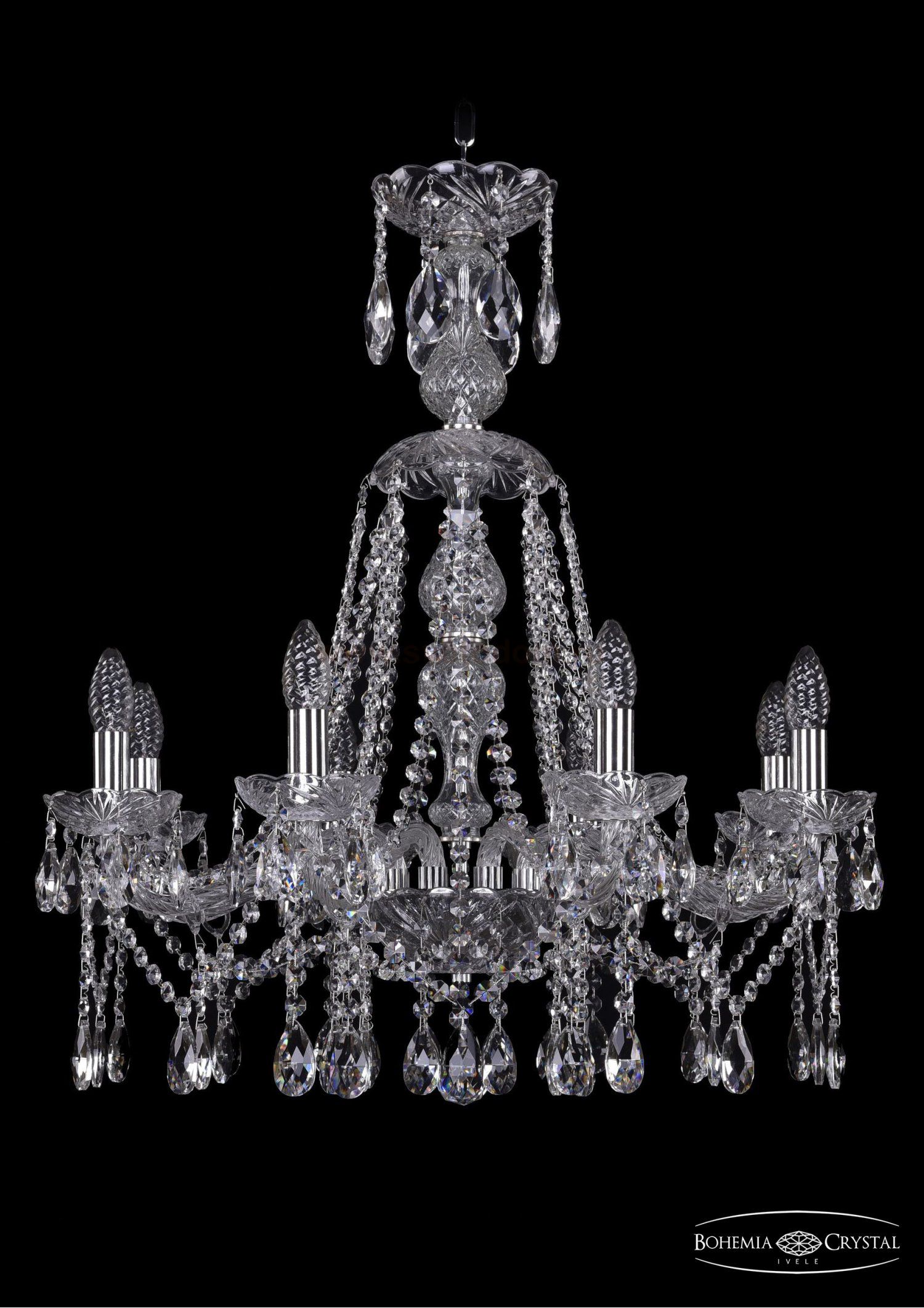 Люстра хрустальная Bohemia Ivele 1413/8/220/XL-73/Ni