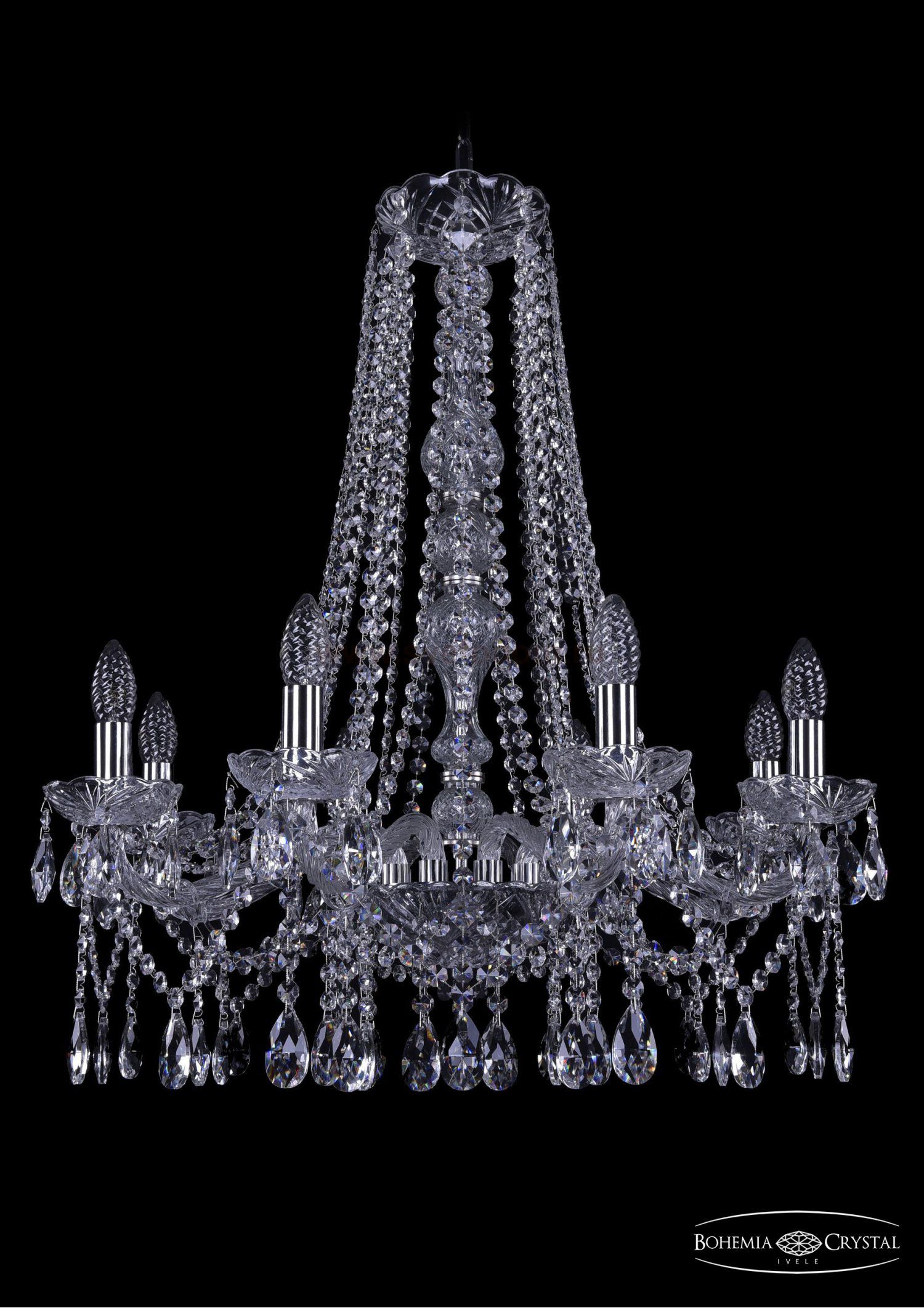 Люстра хрустальная Bohemia Ivele 1413/8/220/h-73/Ni