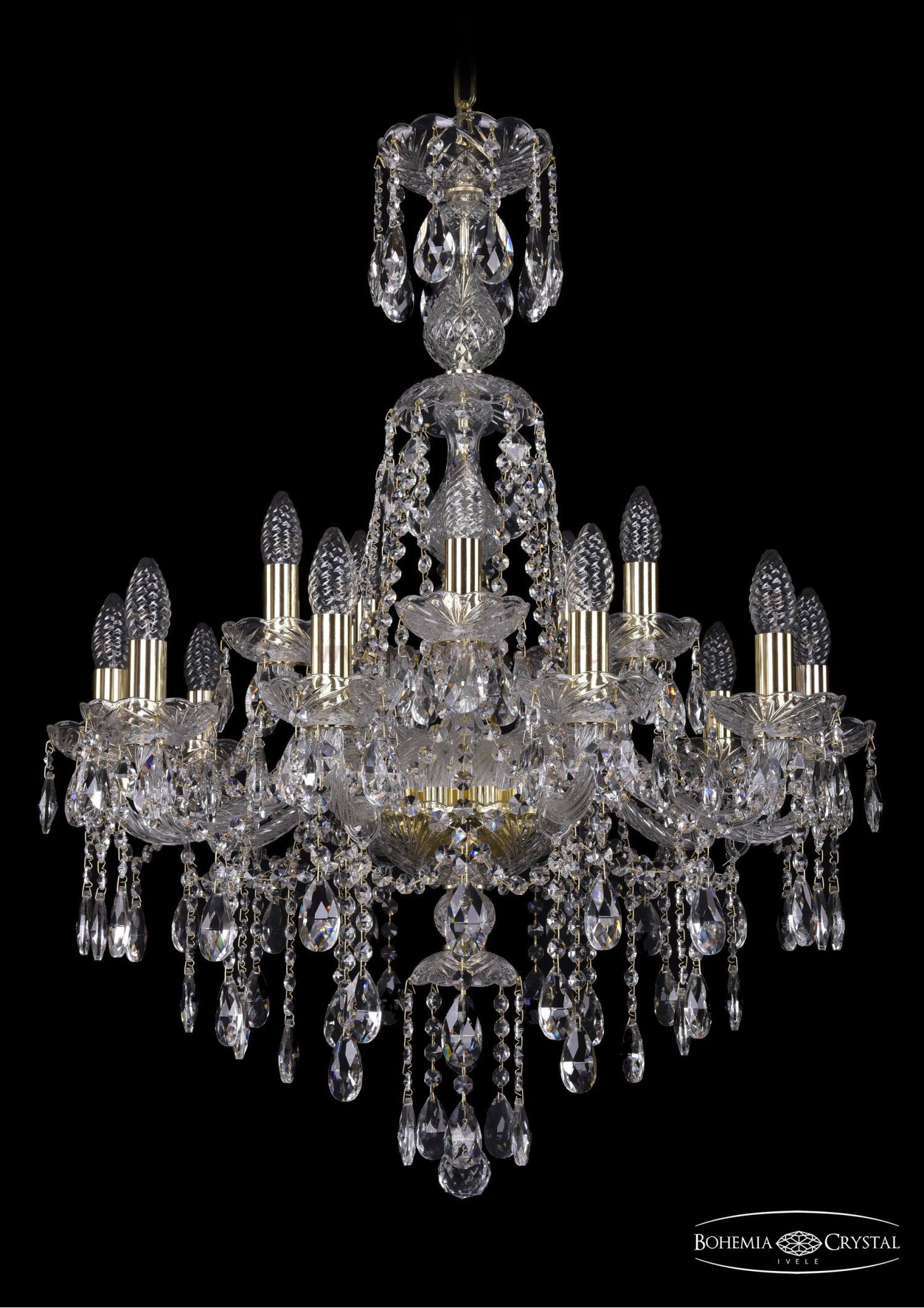 Люстра хрустальная Bohemia Ivele 1415/10+5/220/XL-86/G