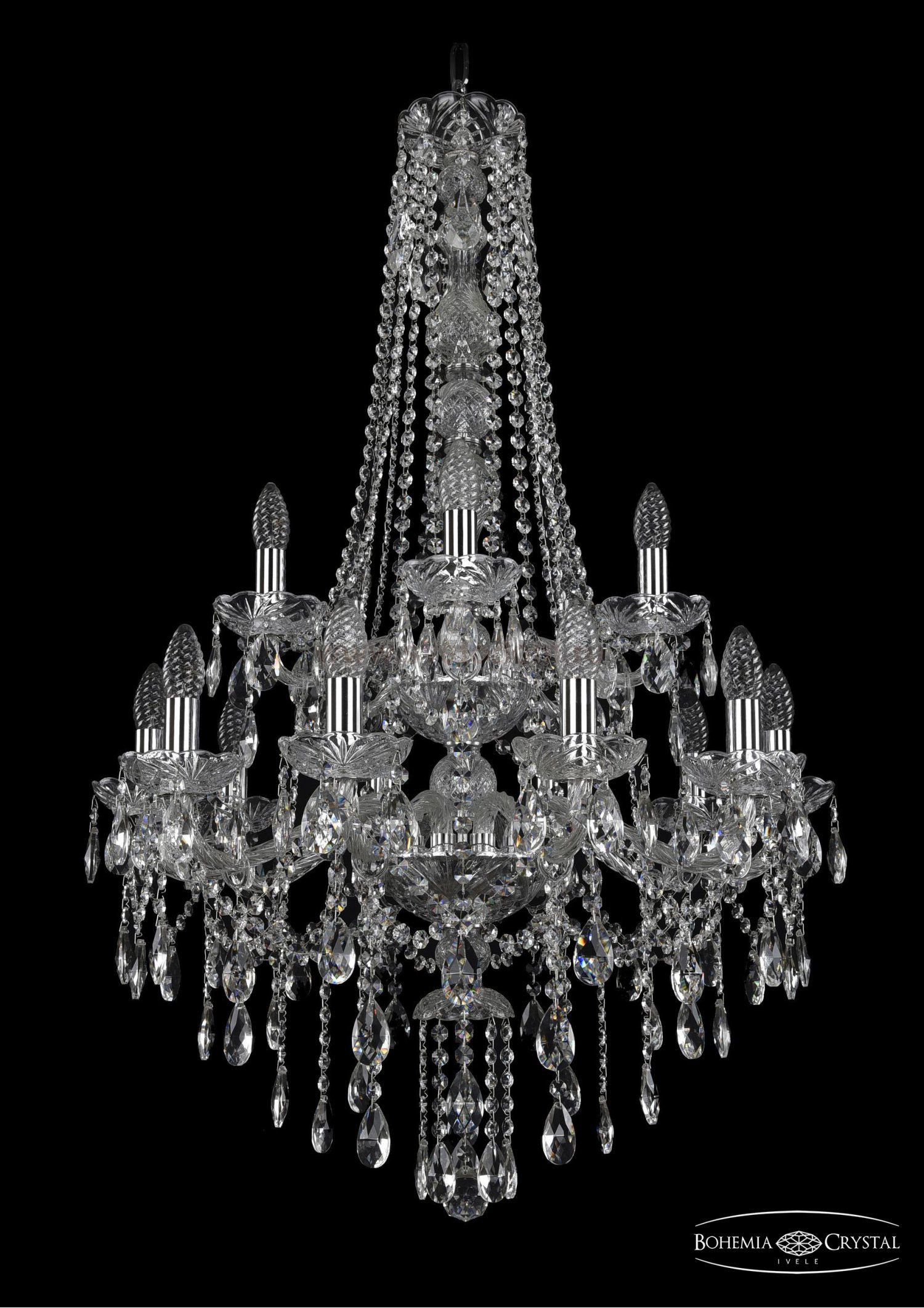 Люстра хрустальная Bohemia Ivele 1415/10+5/220/h-102/2d/Ni