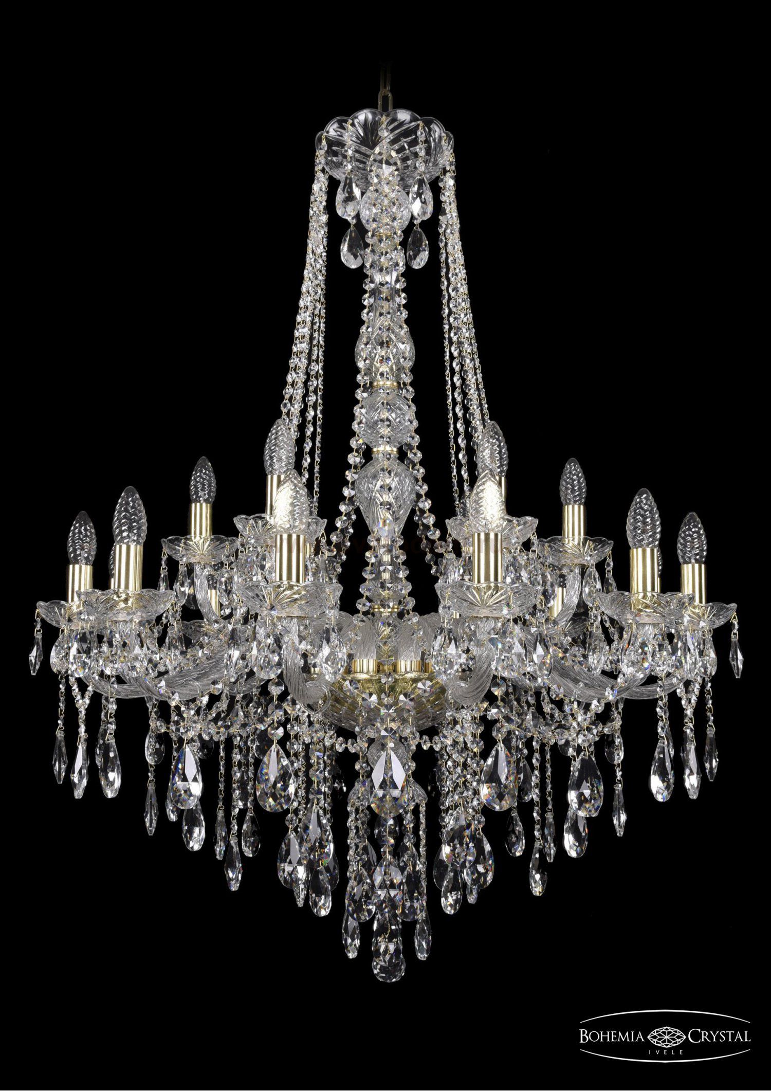 Люстра хрустальная Bohemia Ivele 1415/12+6/300/h-108/G