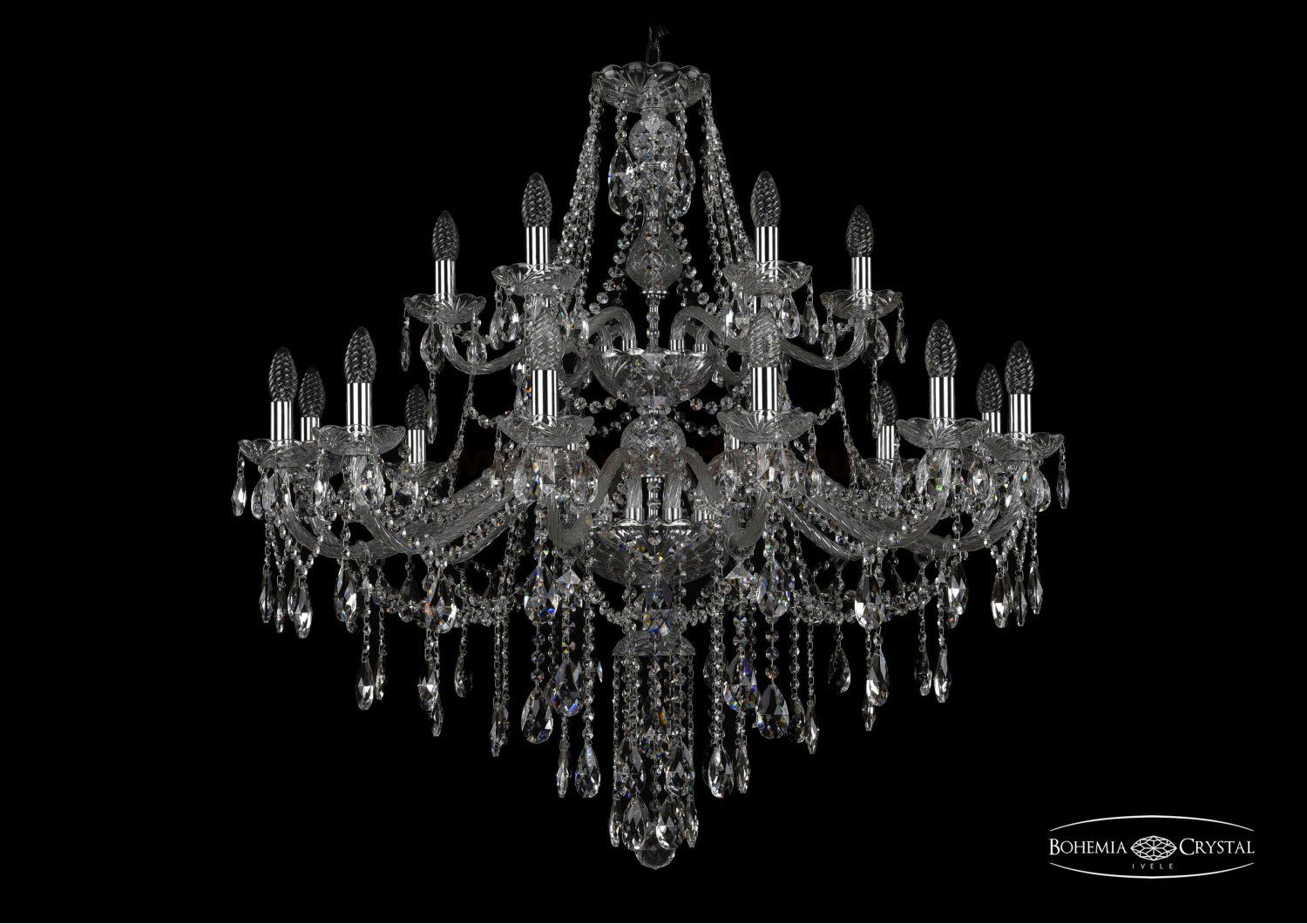 Люстра хрустальная Bohemia Ivele 1415/12+6/360/2d/Ni