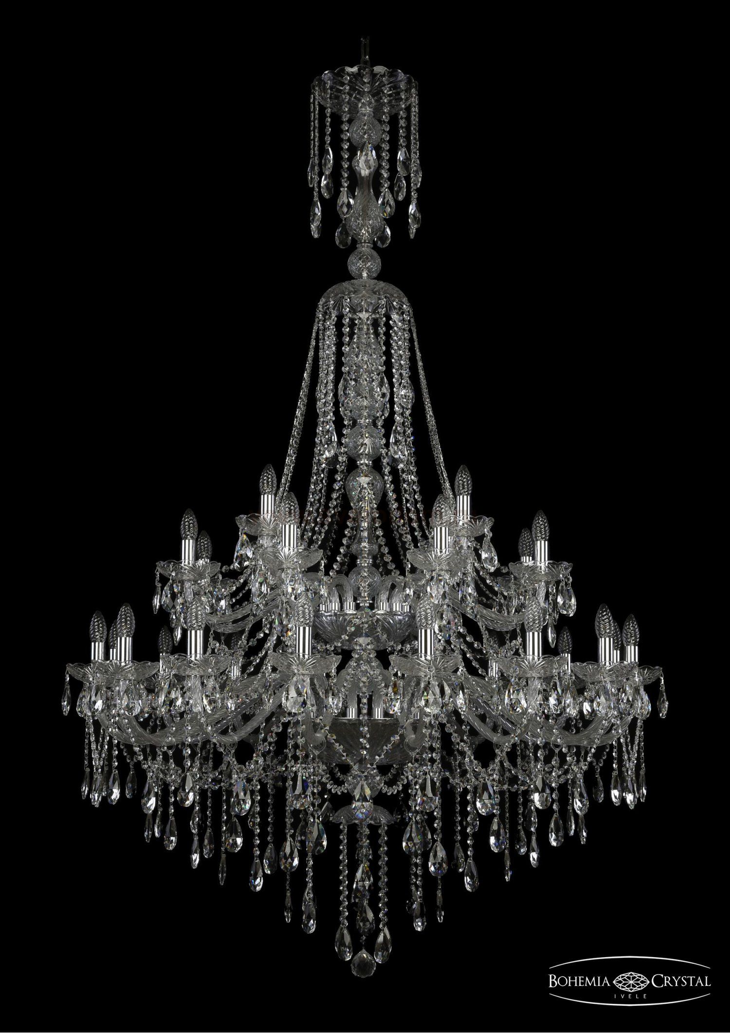 Люстра хрустальная Bohemia Ivele 1415/16+8+4/400/XL-185/2d/Ni