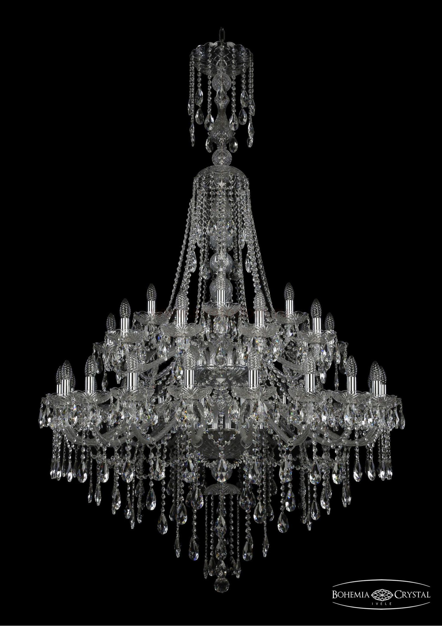 Люстра хрустальная Bohemia Ivele 1415/20+10+5/400/XL-185/2d/Ni