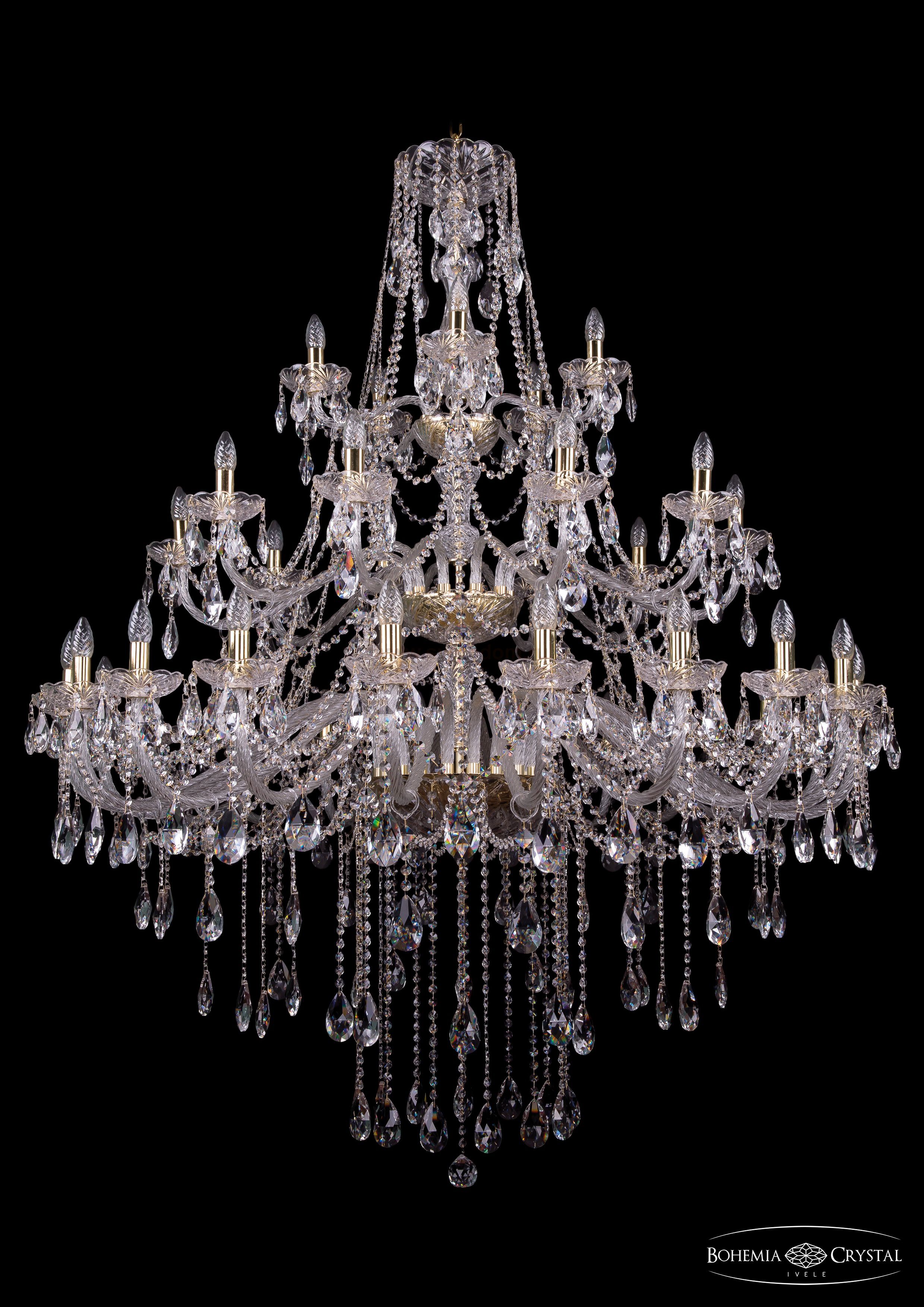 Люстра хрустальная большая Bohemia Ivele 1415/20+10+5/530-180/3d/G