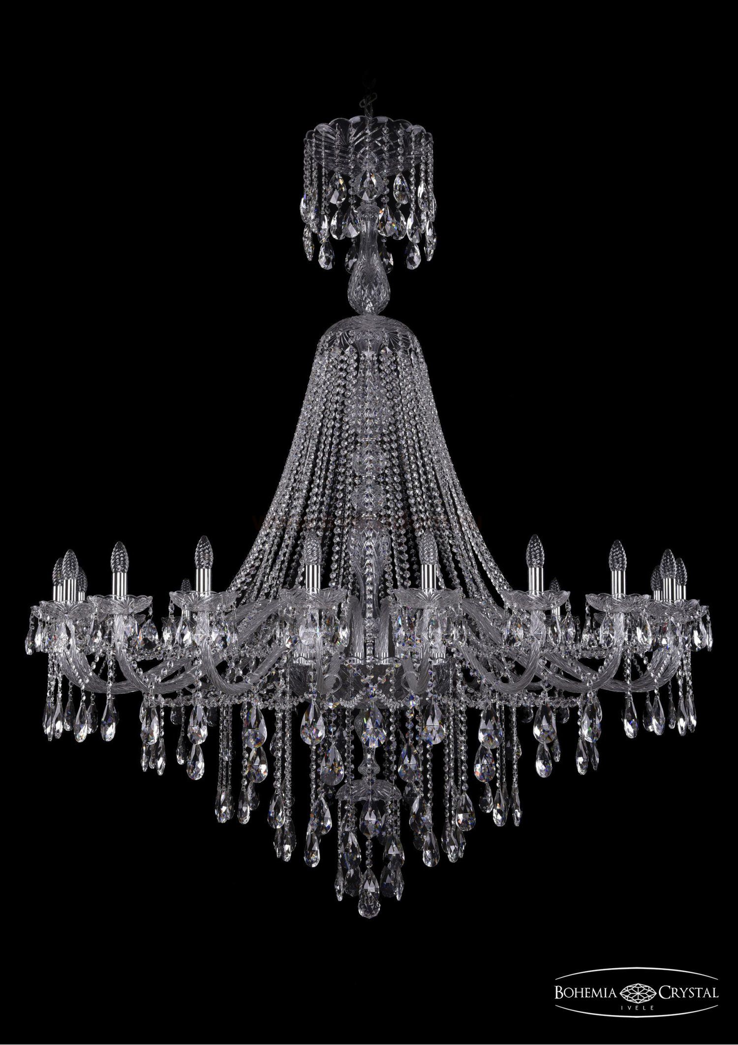 Люстра хрустальная Bohemia Ivele 1415/20/530/XL-180/Ni