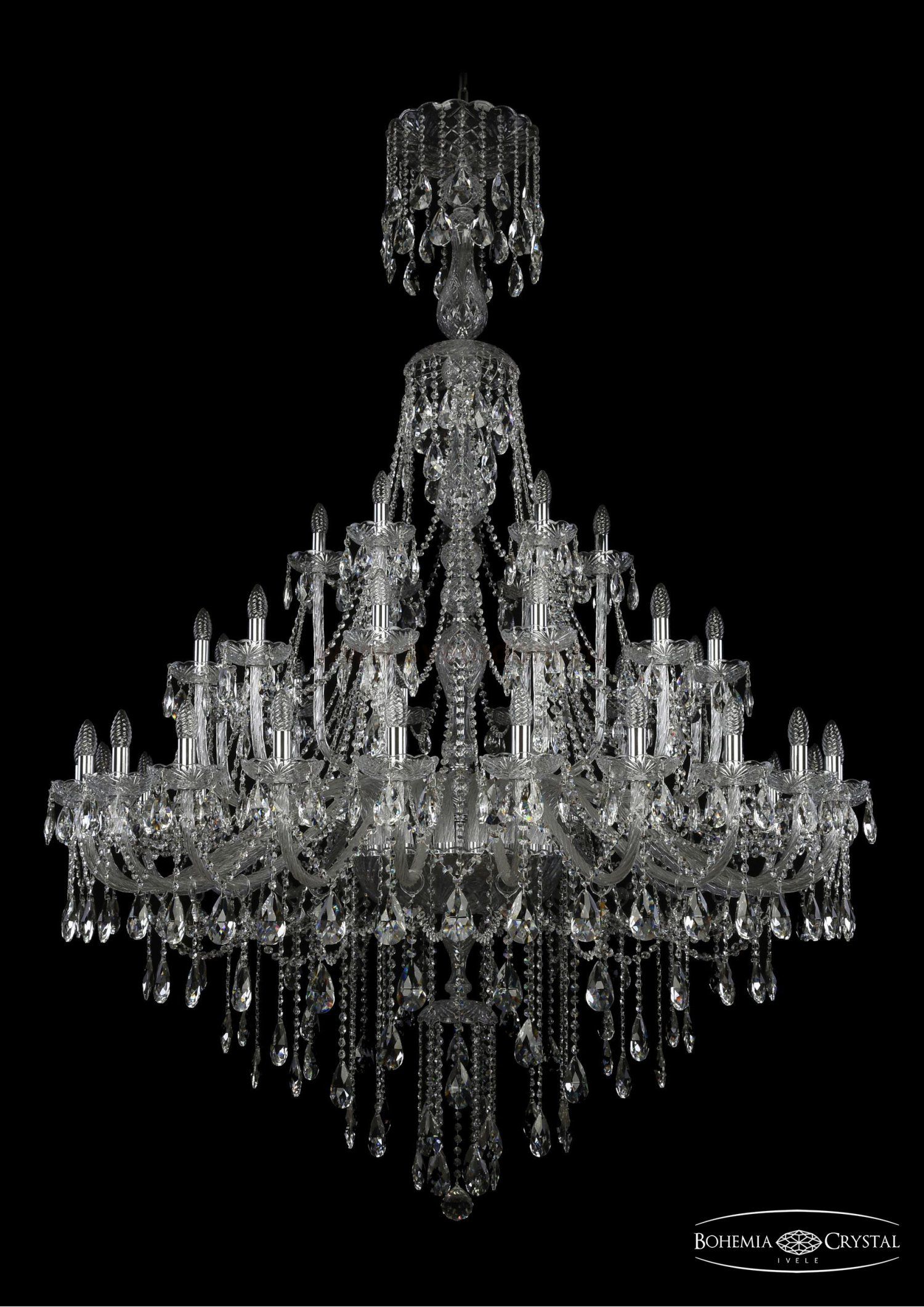 Большая Люстра хрустальная Bohemia Ivele 1415/24+12+6/530/XL-210/Ni