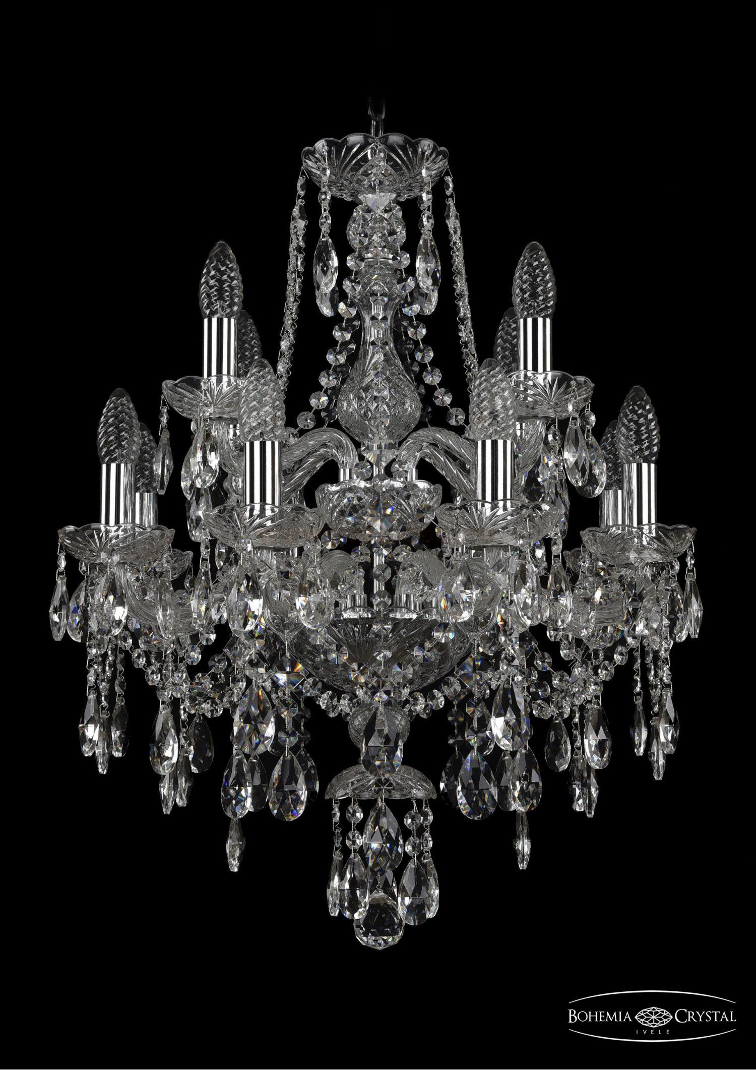 Люстра хрустальная Bohemia Ivele 1415/8+4/165/2d/Ni