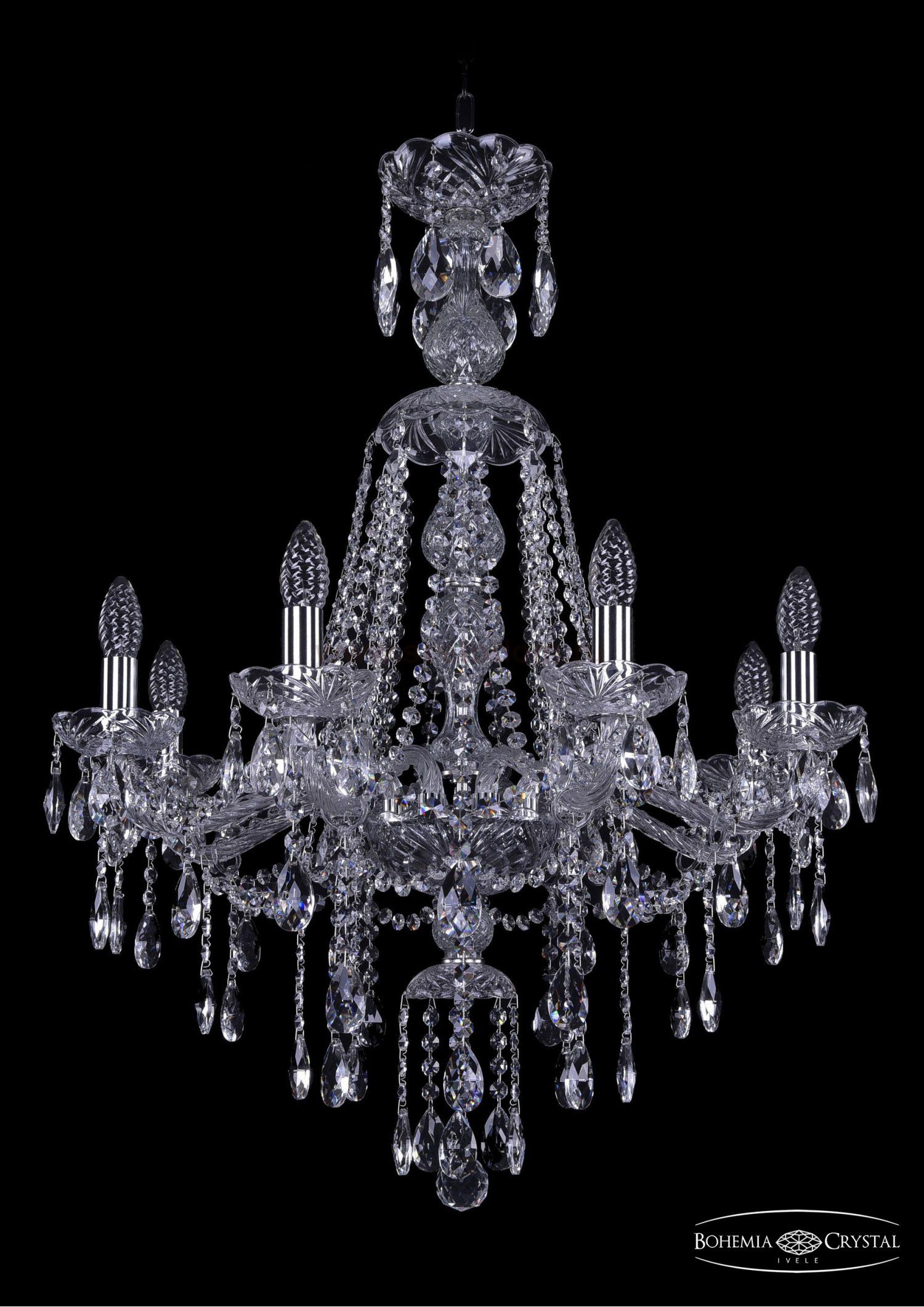 Люстра хрустальная Bohemia Ivele 1415/8/220/XL-85/Ni