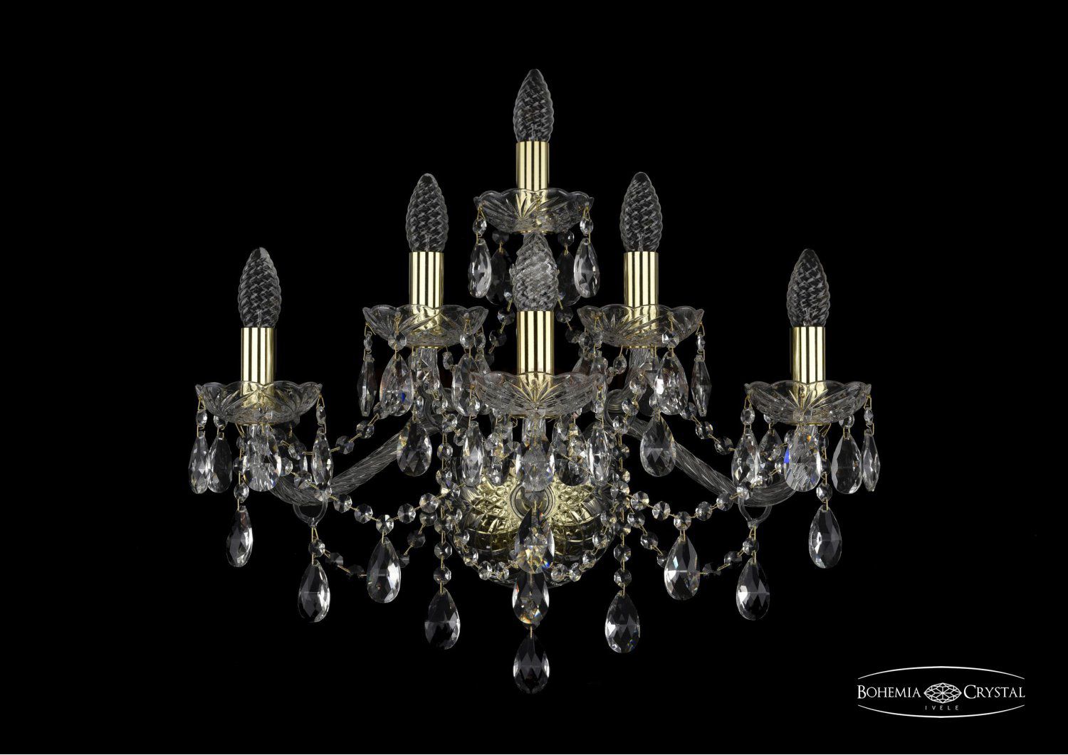 Светильник настенный бра Bohemia Ivele 1415B/3+2+1/220/G