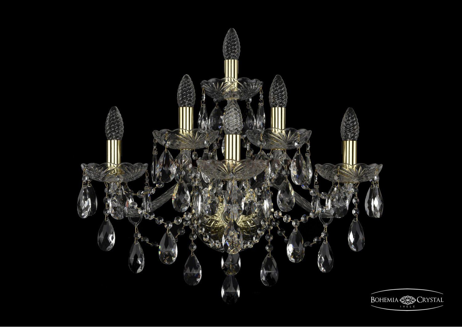 Светильник настенный бра Bohemia Ivele 1415B/3+2+1/220/XL/G