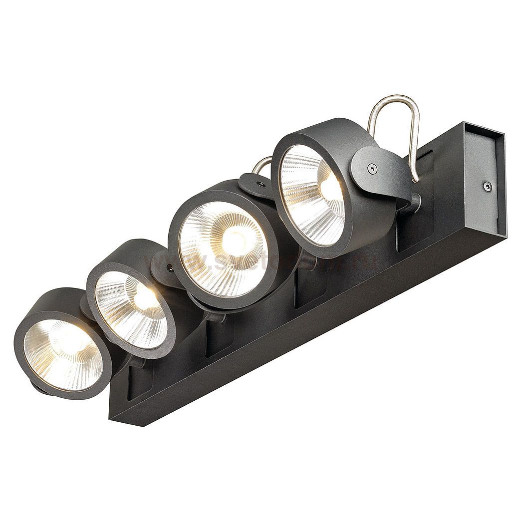 SLV 147630 KALU Wandleuchte, 4LED Spots, mattschwarz, 4x10W, 3000K, Leiste lang