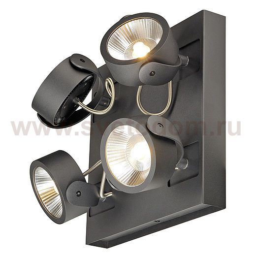 SLV 147640 KALU Wandleuchte, 4LED Spots, mattschwarz, 4x10W, 3000K, Leiste quadratisch