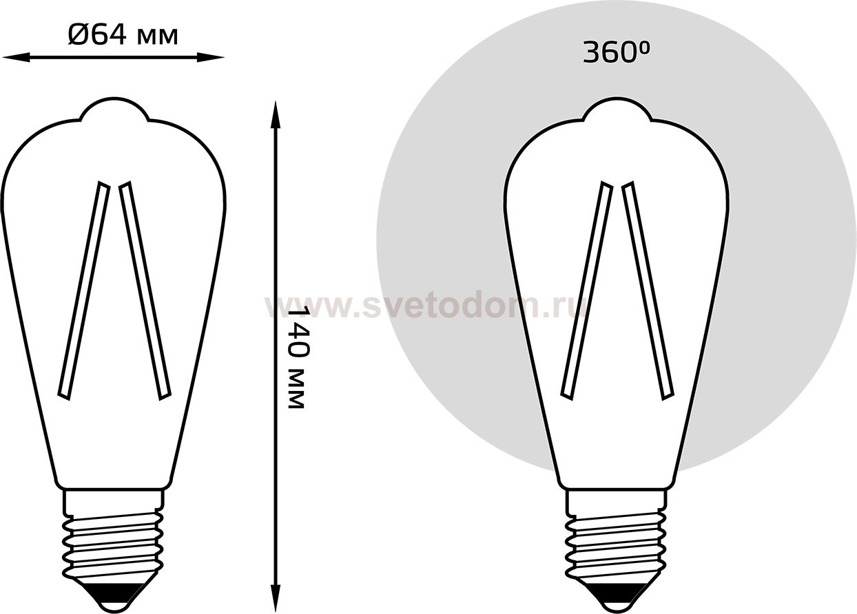 Лампа Gauss Filament ST64 10W 970lm 4100К Е27 LED (157802210)