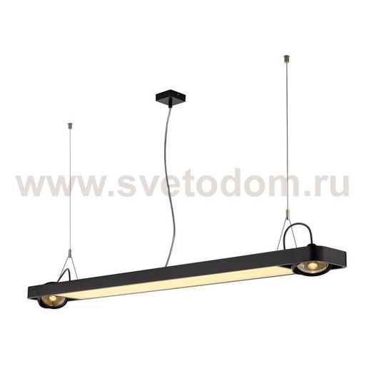 SLV 159140 AIXLIGHT R2 OFFICE LED LONG, Pendelleuchte, schwarz, LED + 2xES111, max. 75W, 153cm