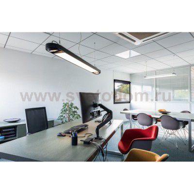 SLV 159140 AIXLIGHT R2 OFFICE LED LONG, Pendelleuchte, schwarz, LED + 2xES111, max. 75W, 153cm