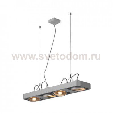 SLV 159224 AIXLIGHT R2 LONG LED, Pendel- leuchte, ES111, max. 4x50W, 4xG53, halbrund, silbergrau