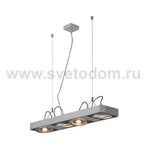 SLV 159224 AIXLIGHT R2 LONG LED, Pendel- leuchte, ES111, max. 4x50W, 4xG53, halbrund, silbergrau