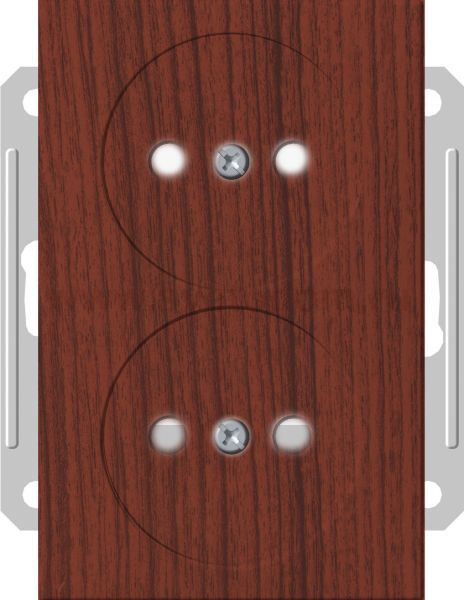 Розетка Wessen 59 с/у без рамки двухместная (250В, 16А, с ЗП) мореный дуб (RS16-254-9-86)