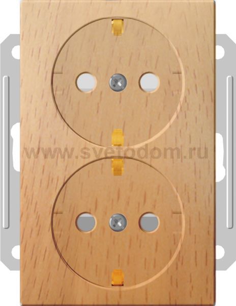 Розетка Wessen 59 с/у без рамки С ЗК двухместная (250В, 16А, с ЗП) бук (RS16-255-8-86)
