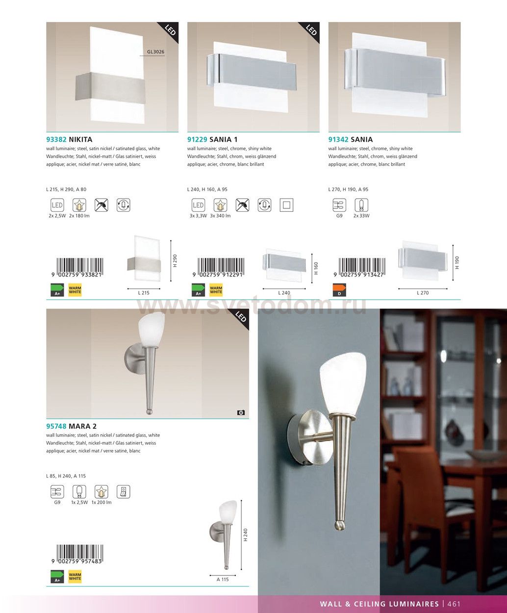 Настенно-потолочный светильник Eglo 95748 MARA 2