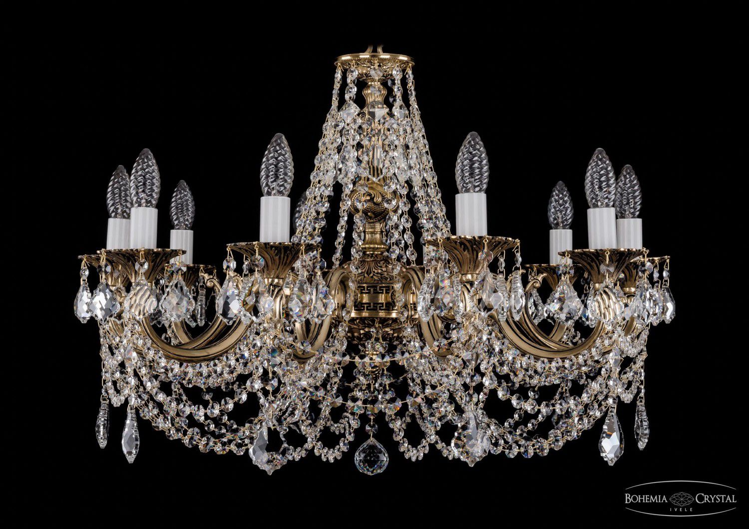 Люстра хрустальная Bohemia Ivele 1702/10/C/GB/Leafs