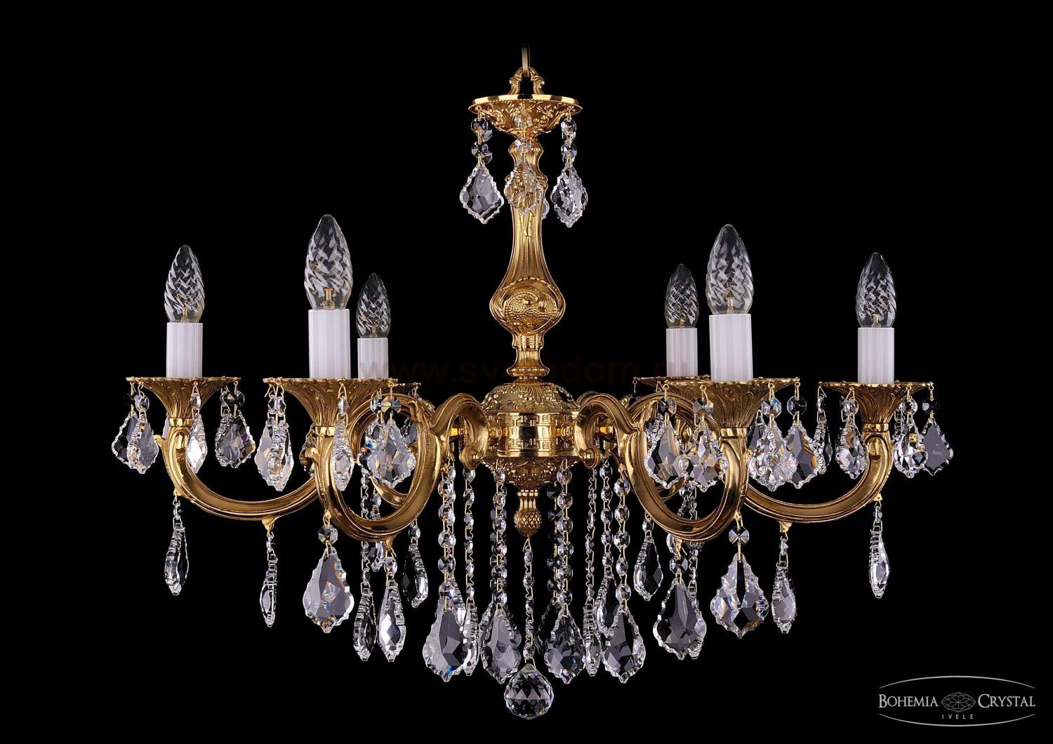 Люстра хрустальная Bohemia Ivele 1702/6/B/G/Leafs
