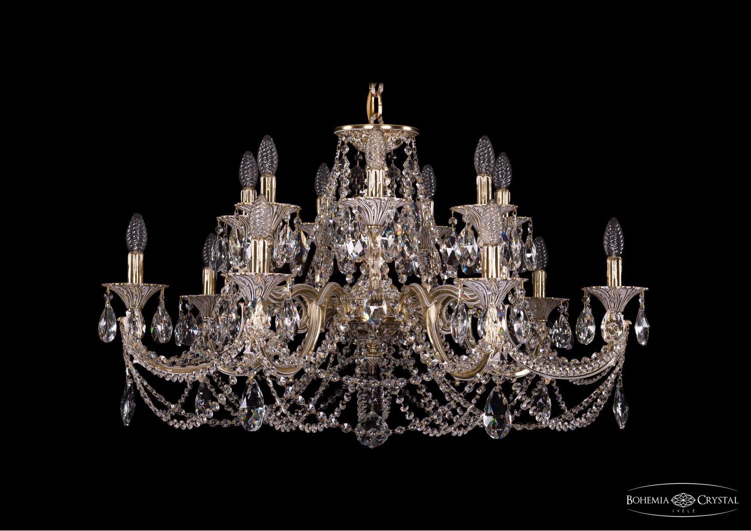 Люстра хрустальная Bohemia Ivele 1702/7+7/300+150/C/GW