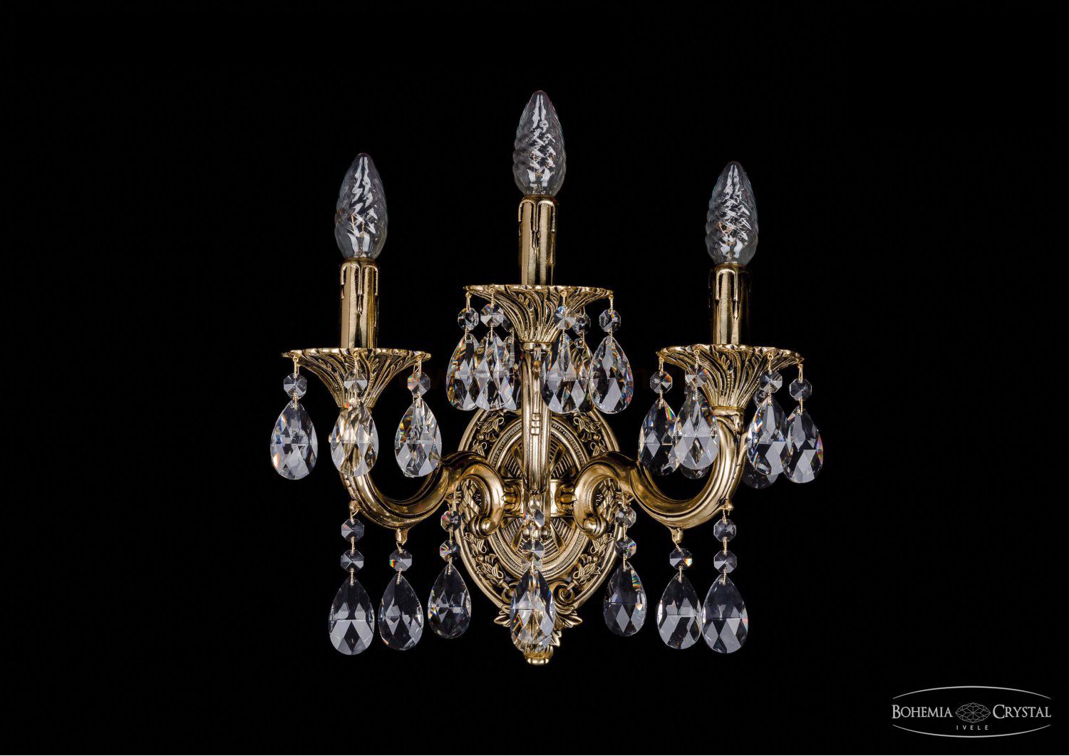 Светильник настенный бра  Bohemia Ivele 1702B/2+1/CK175IV+UP125IP/A/GB