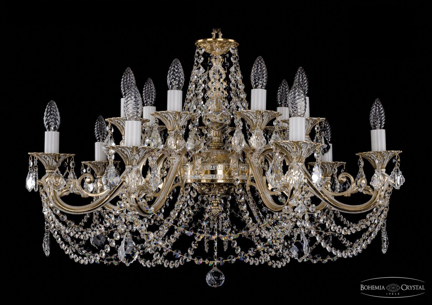 Люстра хрустальная Bohemia Ivele 1703/14/C/GW/Leafs