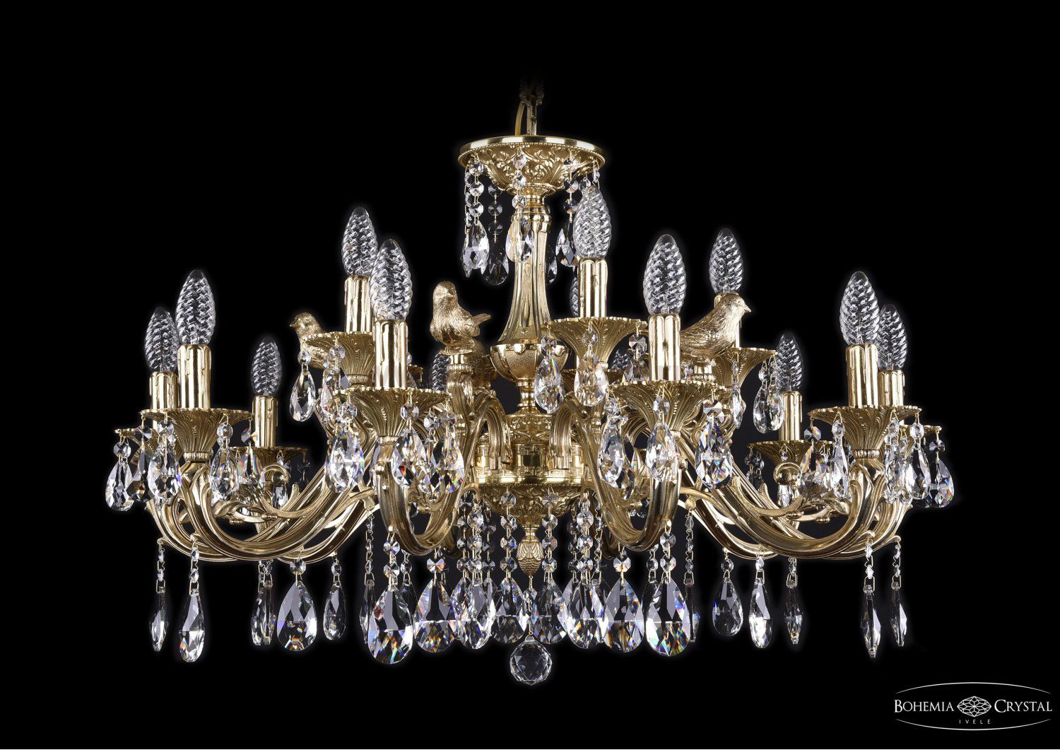 Люстра хрустальная Bohemia Ivele 1703/12+4/320/A/G/Bird