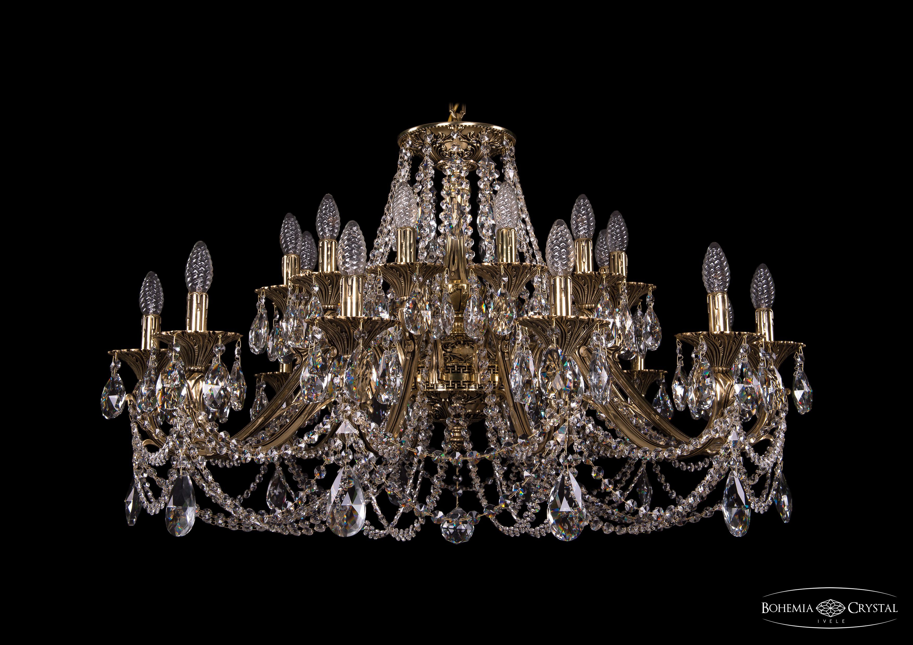 Люстра хрустальная большая Bohemia Ivele 1703/24/360/C/GW
