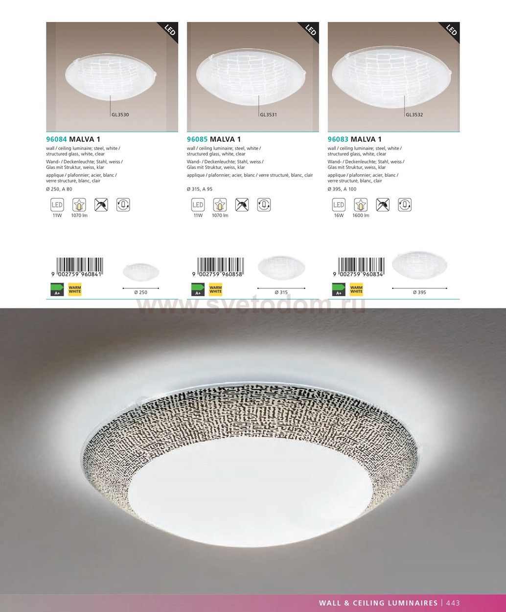 Настенно-потолочный светильник Eglo 96083 MALVA 1