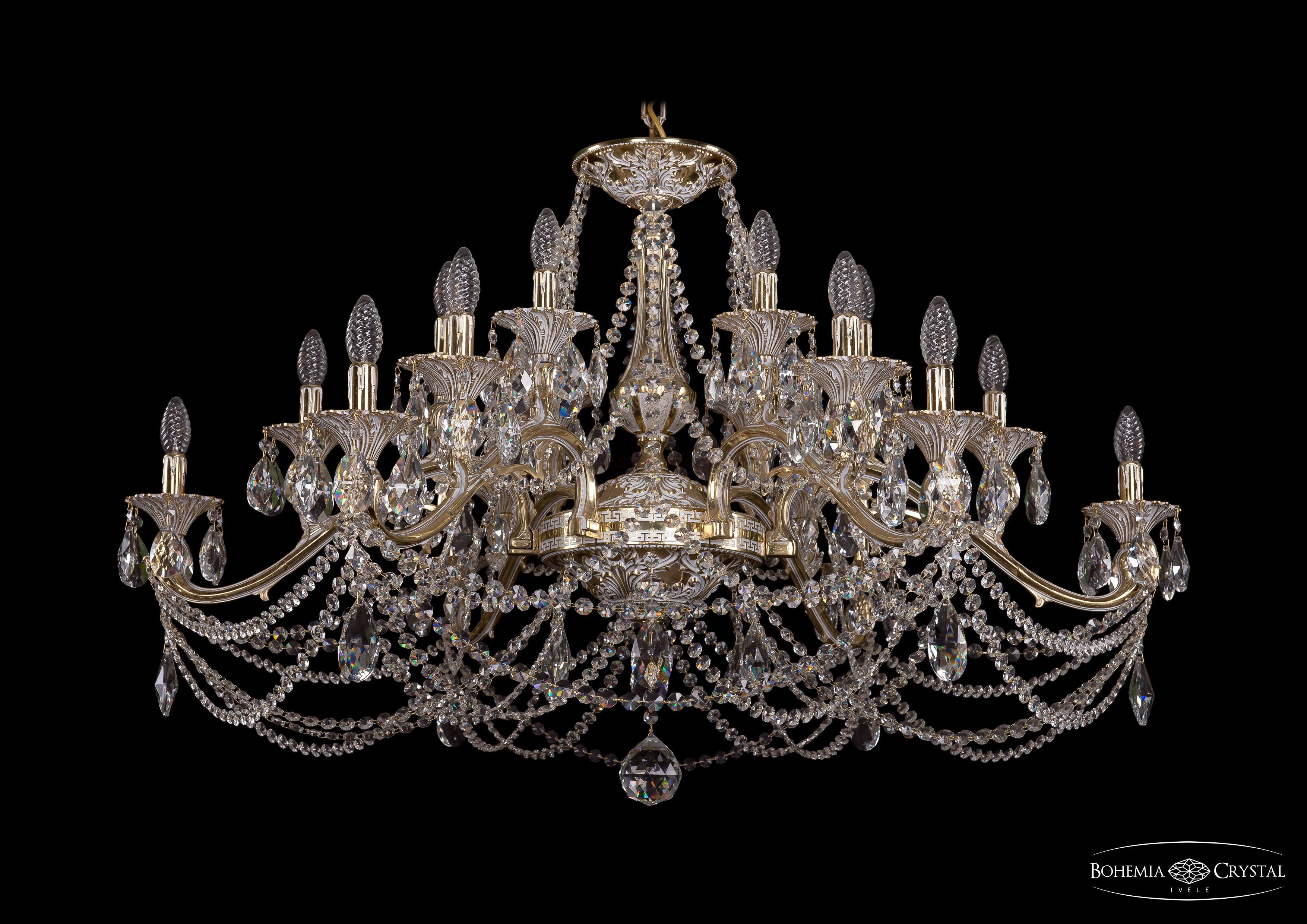 Люстра хрустальная большая Bohemia Ivele 1709/18/410/C/GW