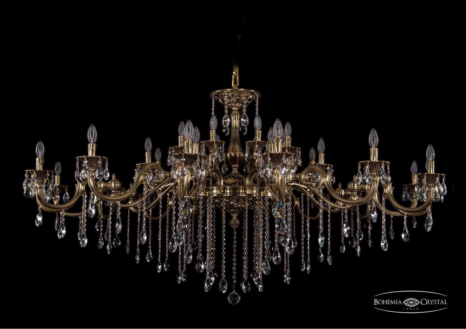 Люстра хрустальная большая Bohemia Ivele 1709/32/410+300/B/GB