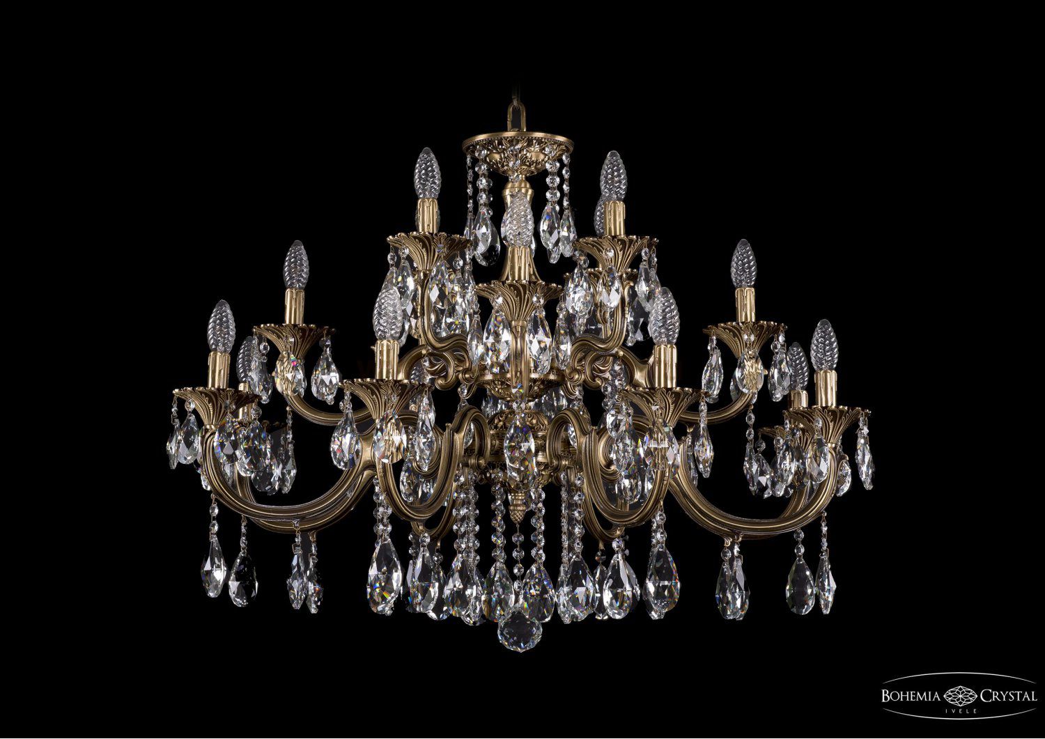 Люстра хрустальная большая Bohemia Ivele 1722/8+4+4/300/A/FP