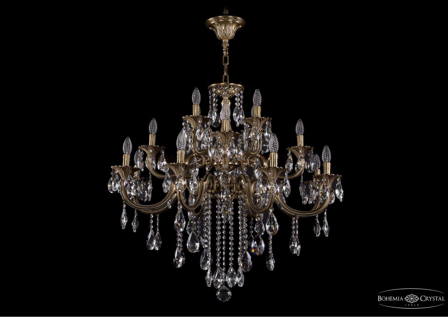 Люстра хрустальная большая Bohemia Ivele 1722/8+4+4/300/B/FP