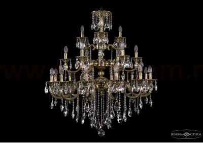 Люстра хрустальная большая Bohemia Ivele 1732/12+6+3/300-100/B/GB
